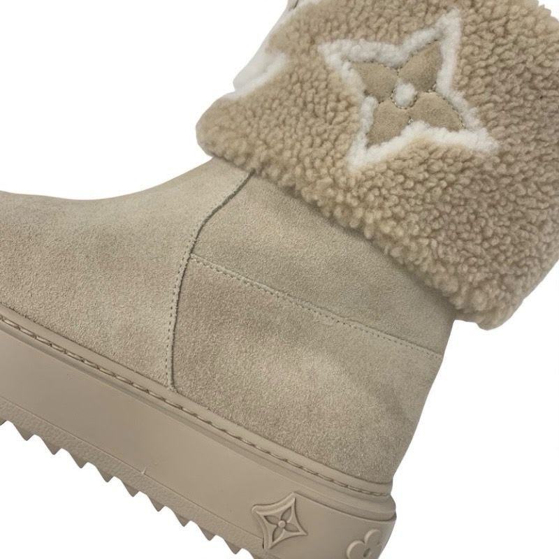 Louis Vuitton Snowdrop Line Monogram Boots Short Shoes Suede Mouton Beige