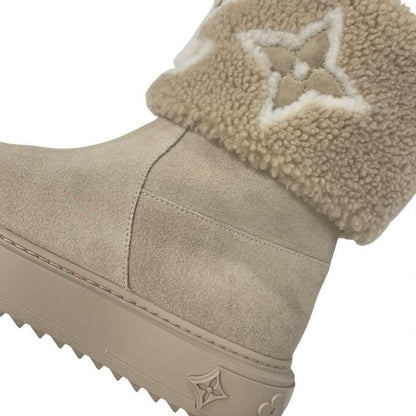 Louis Vuitton Snowdrop Line Monogram Boots Short Shoes Suede Mouton Beige