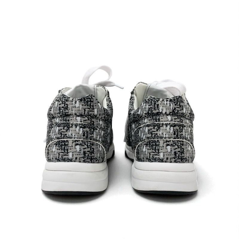 Chanel Sneakers Shoes Fabric Gray Black White Here Mark Logo