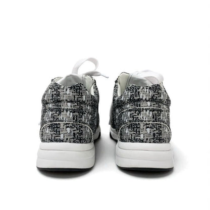 Chanel Sneakers Shoes Fabric Gray Black White Here Mark Logo