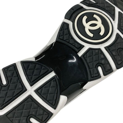 Chanel Sneakers Shoes Fabric Gray Black White Here Mark Logo