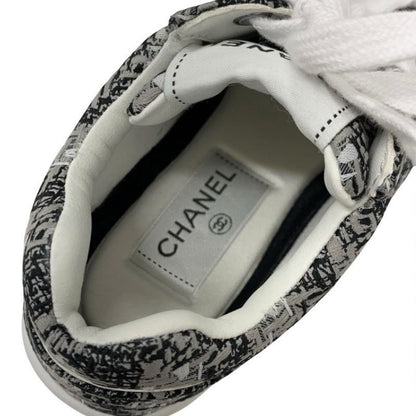 Chanel Sneakers Shoes Fabric Gray Black White Here Mark Logo