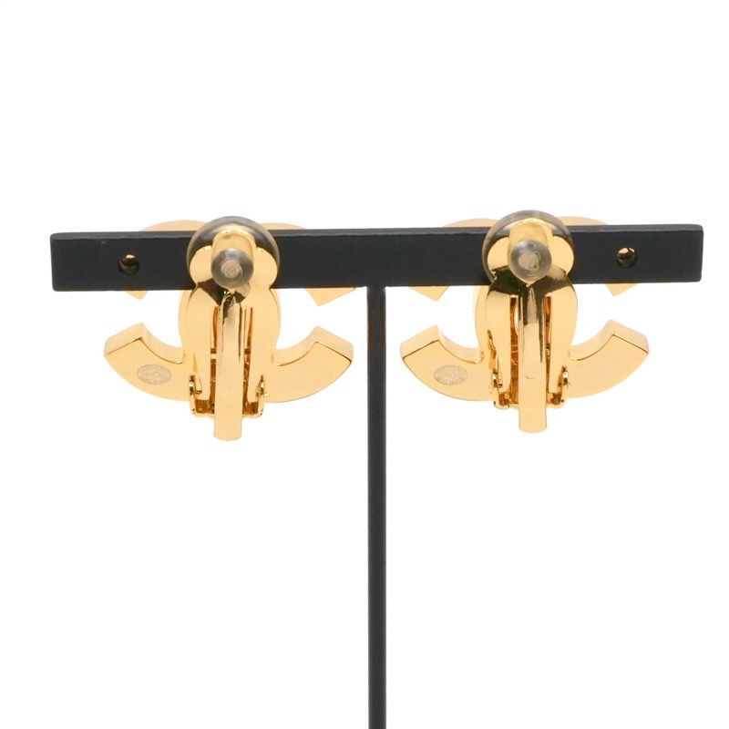 Chanel Earrings Earring Gold Black Coco Mark