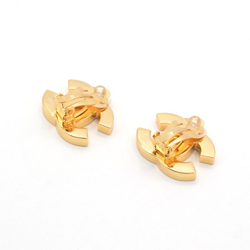 Chanel Earrings Earring Gold Black Coco Mark