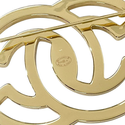 Chanel Brooch Corsage Gold White Here Mark