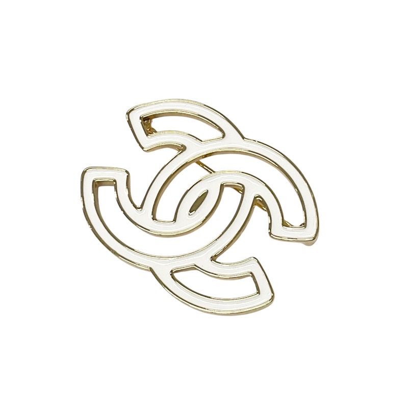 Chanel Brooch Corsage Gold White Here Mark