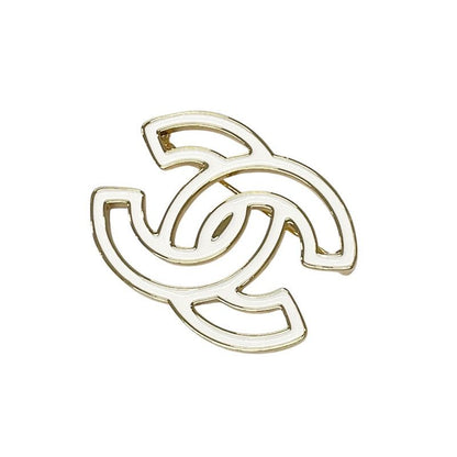 Chanel Brooch Corsage Gold White Here Mark