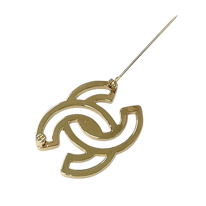 Chanel Brooch Corsage Gold White Here Mark