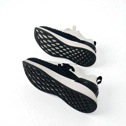 Chanel Sneakers Shoes Knit White Black White Logo Here Mark