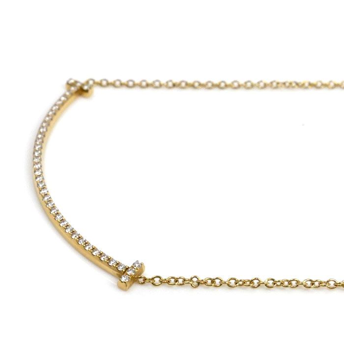 Tiffany & Co 18k Yellow Gold Yellow Gold T-Smile Diamond Small Necklace