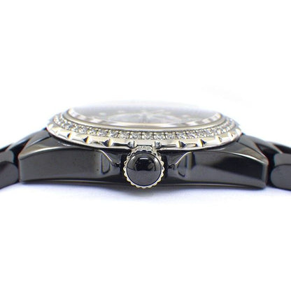 Chanel Watch J12 H3108 Diamond Bezel 8 Points Diamond Index Black Dial Date
