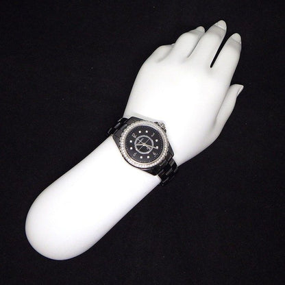 Chanel Watch J12 H3108 Diamond Bezel 8 Points Diamond Index Black Dial Date