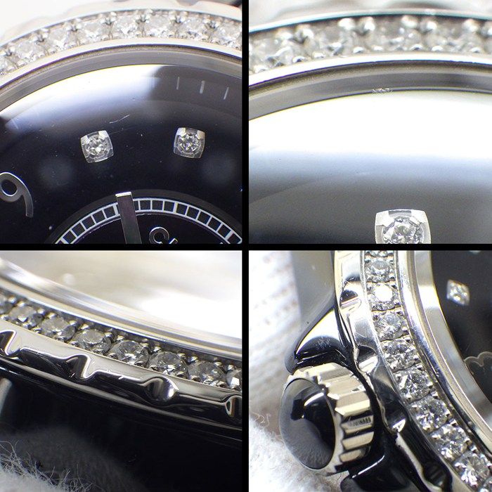 Chanel Watch J12 H3108 Diamond Bezel 8 Points Diamond Index Black Dial Date