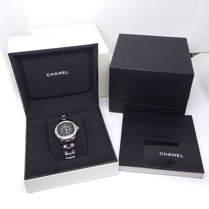 Chanel Watch J12 H3108 Diamond Bezel 8 Points Diamond Index Black Dial Date