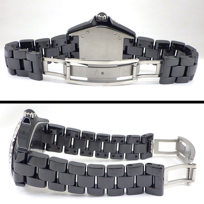 Chanel Watch J12 H3108 Diamond Bezel 8 Points Diamond Index Black Dial Date