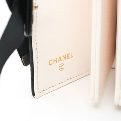 Chanel Card Case Card Holder Pass Case Black White Gold Coco Mark Logo Matelasse