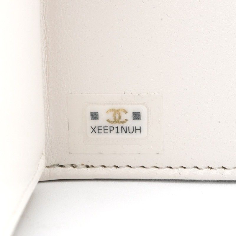 Chanel Card Case Card Holder Pass Case Black White Gold Coco Mark Logo Matelasse