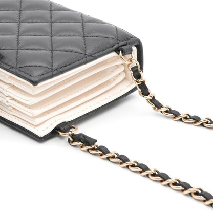 Chanel Card Case Card Holder Pass Case Black White Gold Coco Mark Logo Matelasse