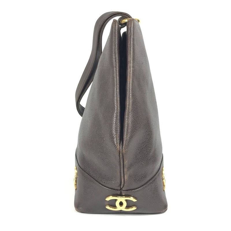 Chanel Shoulder Bag CC Coco Logo Caviar Skin Blue