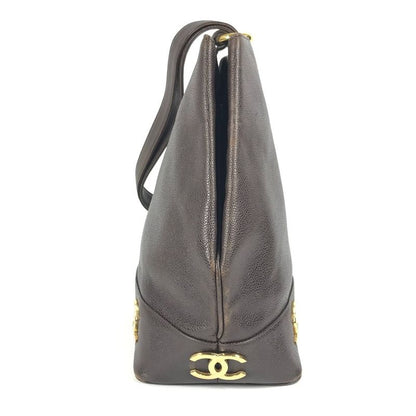 Chanel Shoulder Bag CC Coco Logo Caviar Skin Blue