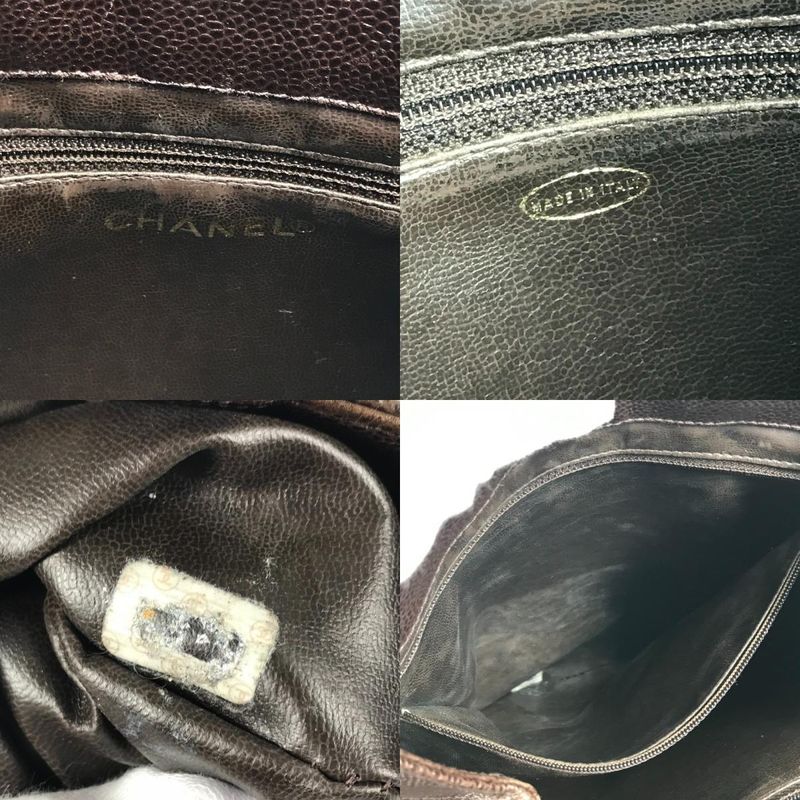 Chanel Shoulder Bag CC Coco Logo Caviar Skin Blue