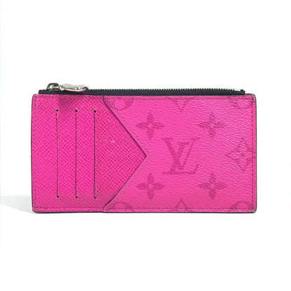 Louis Vuitton Coin Case Coin Card Holder M30777 Taiga Leather Pink