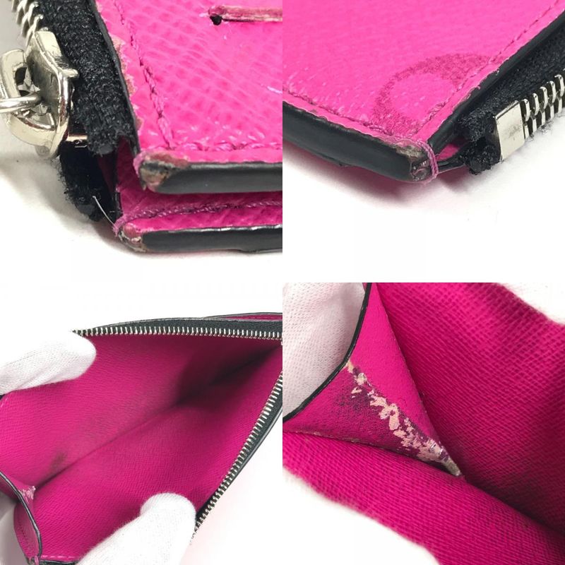 Louis Vuitton Coin Case Coin Card Holder M30777 Taiga Leather Pink