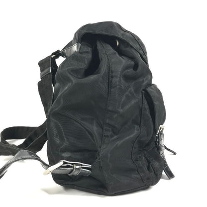 Prada Backpack Sac Triangle Logo Triangle Logo Plate Leather Nylon Black