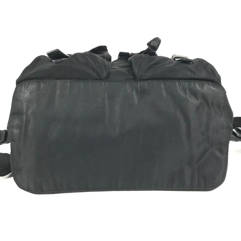 Prada Backpack Sac Triangle Logo Triangle Logo Plate Leather Nylon Black