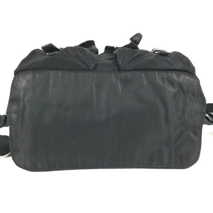 Prada Backpack Sac Triangle Logo Triangle Logo Plate Leather Nylon Black