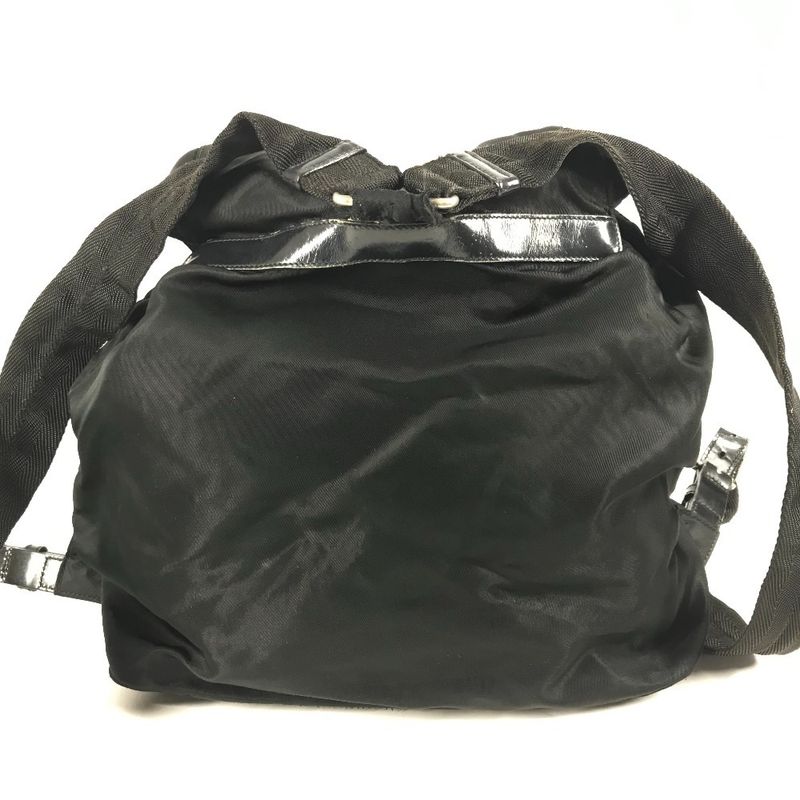 Prada Backpack Sac Triangle Logo Triangle Logo Plate Leather Nylon Black