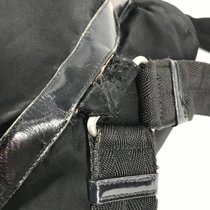Prada Backpack Sac Triangle Logo Triangle Logo Plate Leather Nylon Black