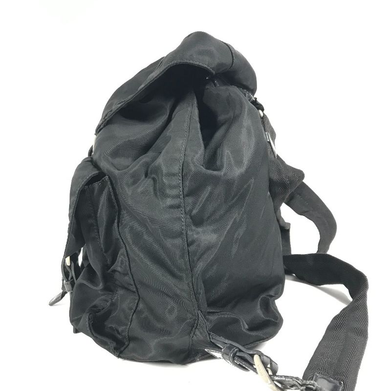 Prada Backpack Sac Triangle Logo Triangle Logo Plate Leather Nylon Black