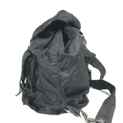 Prada Backpack Sac Triangle Logo Triangle Logo Plate Leather Nylon Black