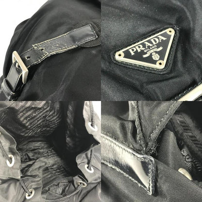 Prada Backpack Sac Triangle Logo Triangle Logo Plate Leather Nylon Black