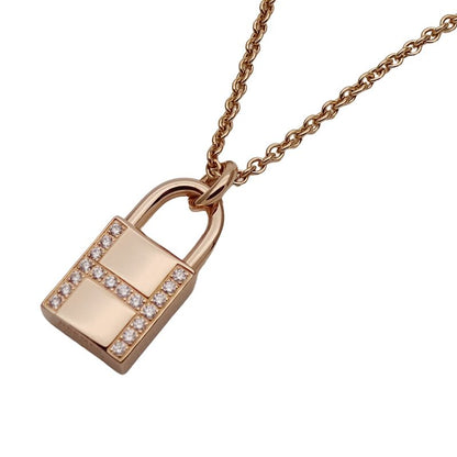 Hermes Necklace Kelly Amulet Cadenas Ladies Brand 750pg Diamond Pink Gold
