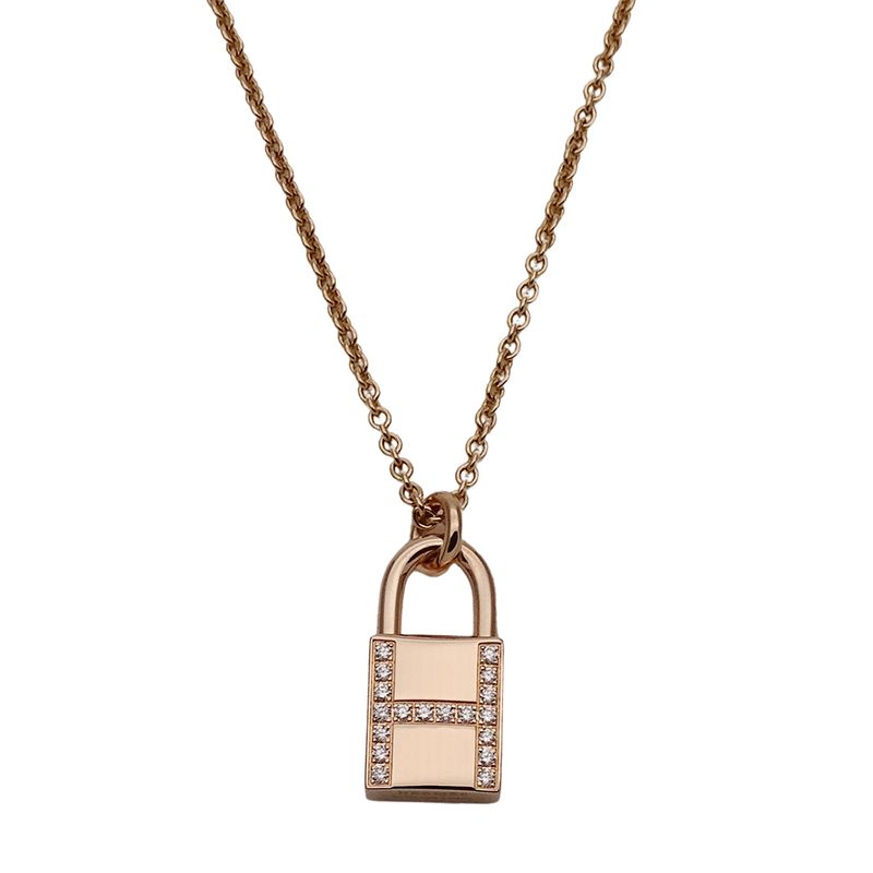 Hermes Necklace Kelly Amulet Cadenas Ladies Brand 750pg Diamond Pink Gold