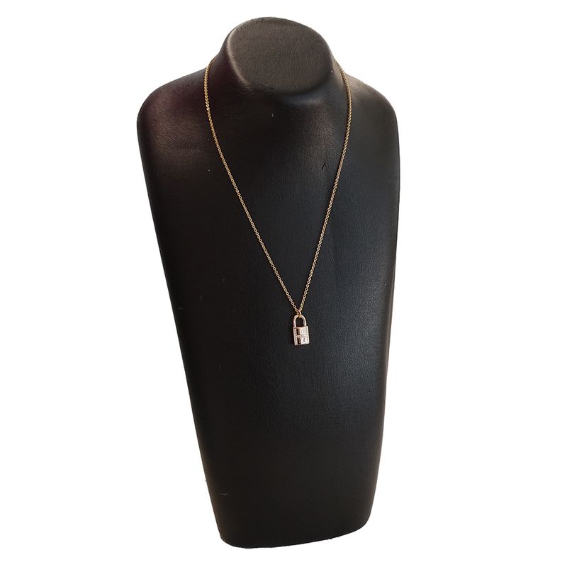 Hermes Necklace Kelly Amulet Cadenas Ladies Brand 750pg Diamond Pink Gold