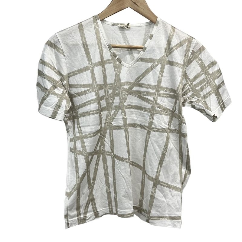 Hermes Short Sleeve T-Shirt Size M Women's Excellent Condition - White and Gray