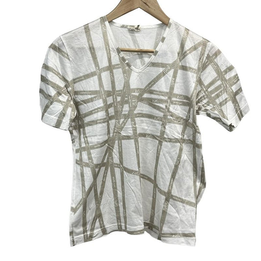 Hermes Short Sleeve T-Shirt Size M Women's Excellent Condition - White and Gray