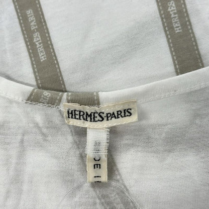 Hermes Short Sleeve T-Shirt Size M Women's Excellent Condition - White and Gray