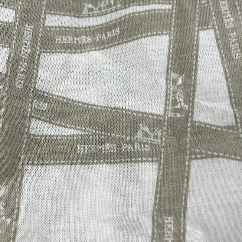 Hermes Short Sleeve T-Shirt Size M Women's Excellent Condition - White and Gray