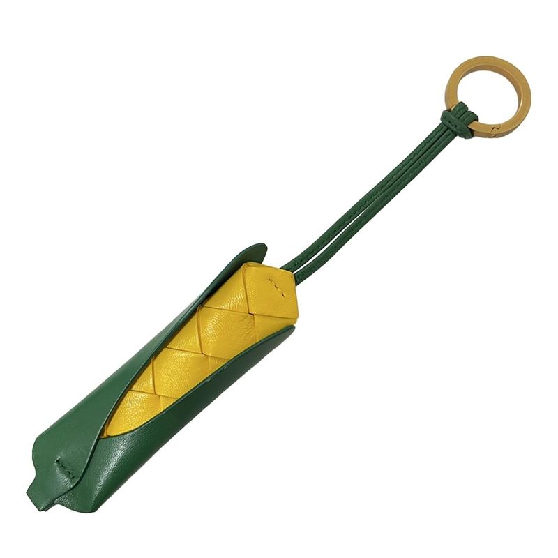 Bottega Veneta Key Holder (charm ) - Green and Yellow Corn Leather