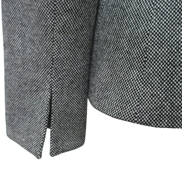 Christian DIOR Long Sleeve Tweed Jacket Stainless Steel Collar Plaid Pattern