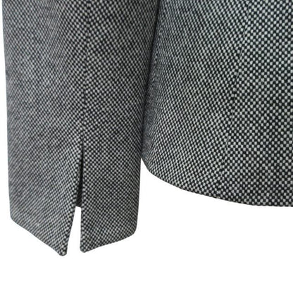 Christian DIOR Long Sleeve Tweed Jacket Stainless Steel Collar Plaid Pattern