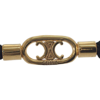 Celine Maillon Triomphe Code Beach Bracelet Metal Black Gold Women's Strap
