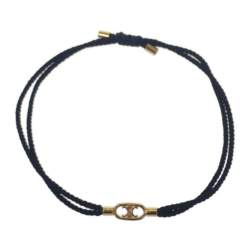 Celine Maillon Triomphe Code Beach Bracelet Metal Black Gold Women's Strap