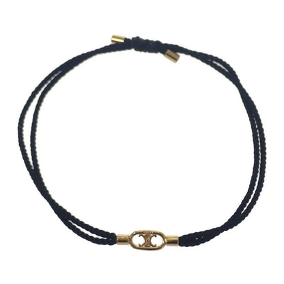 Celine Maillon Triomphe Code Beach Bracelet Metal Black Gold Women's Strap