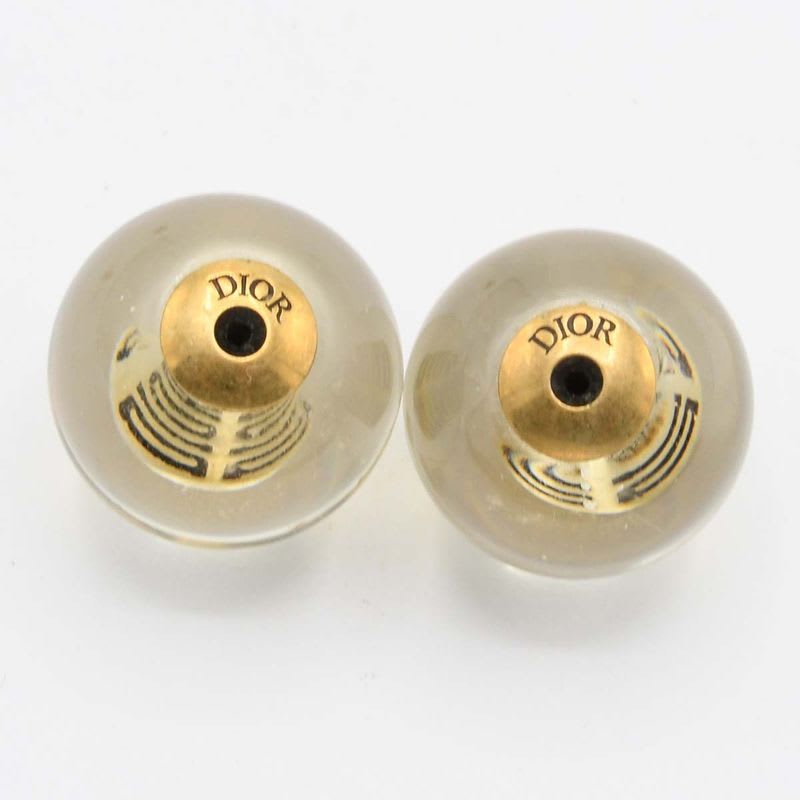 Christian Dior Clear Tribal Earrings With Gold Color Box M4420