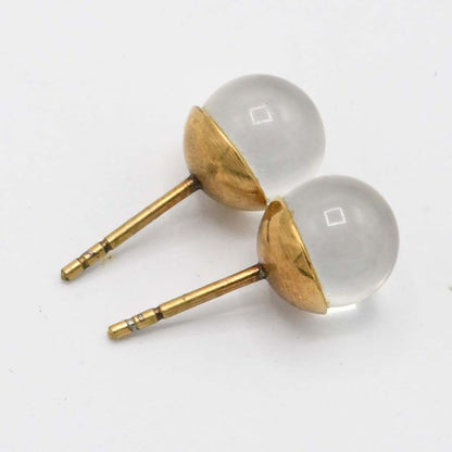 Christian Dior Clear Tribal Earrings With Gold Color Box M4420